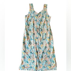 Duluth Trading Co To 'n' Flow Midi Tank‎ Dress Hummingbird Print Women's Medium